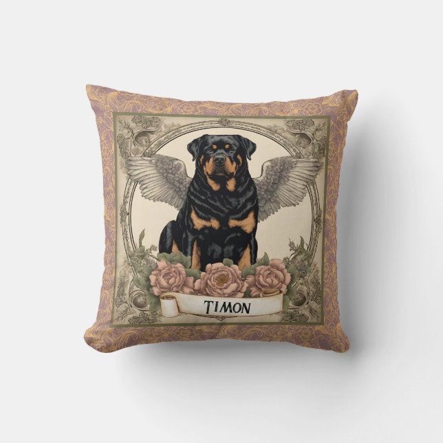 Coussin Vintage Rottweiler Angel Art Tribute (Recto)