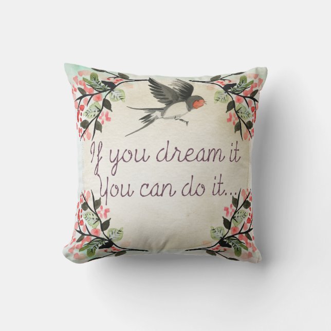 Coussin Vintage Si Vous Rêvez L'Oiseau (Recto)