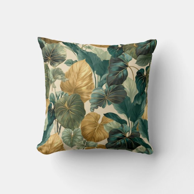 Coussin vintage tropical leaf pattern aesthetic (Recto)