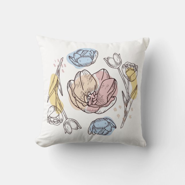 Coussin Vintage Tulip Botanique (Recto)