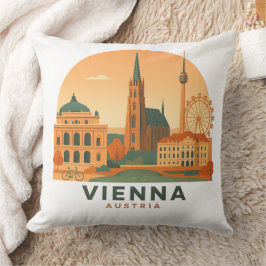 Coussin Vintage Vienna Austria Throw Pillow – Retro Travel