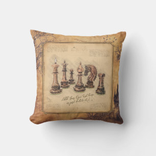 Coussin Vintage Vieux Jeu d'échecs Pièces Art Joueur Cadea