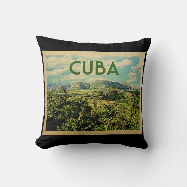 Coussin Vintage voyage Cuba (Recto)