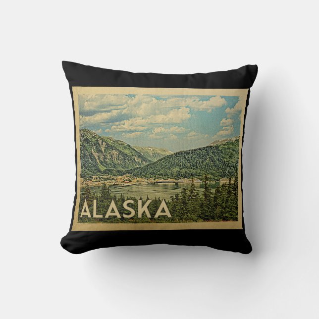 Coussin Vintage voyage de l'Alaska (Recto)