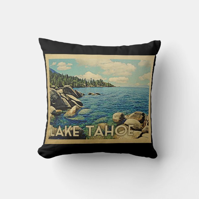 Coussin Vintage voyage du lac Tahoe (Recto)