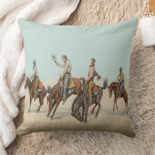 Coussin Vintage Western 4 Cowboys à cheval