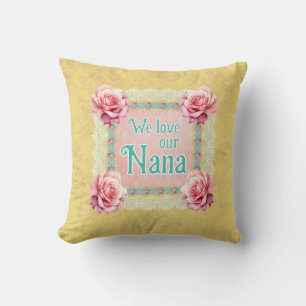 Coussin Vintage Yellow Gold Damask Rose rose Personnalisé