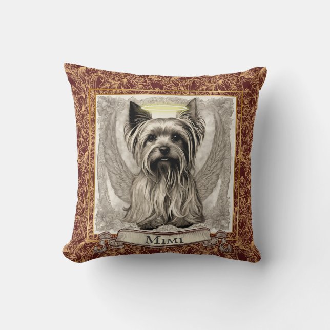 Coussin Vintage Yorkshire Terrier Angel Customisé (Recto)