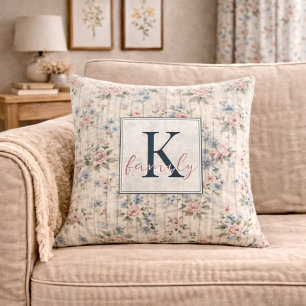 Coussin VintageRustic Shabby Chic Floral sur Bois Maison d