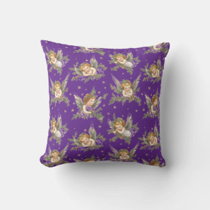Coussin Vintages anges motif violet