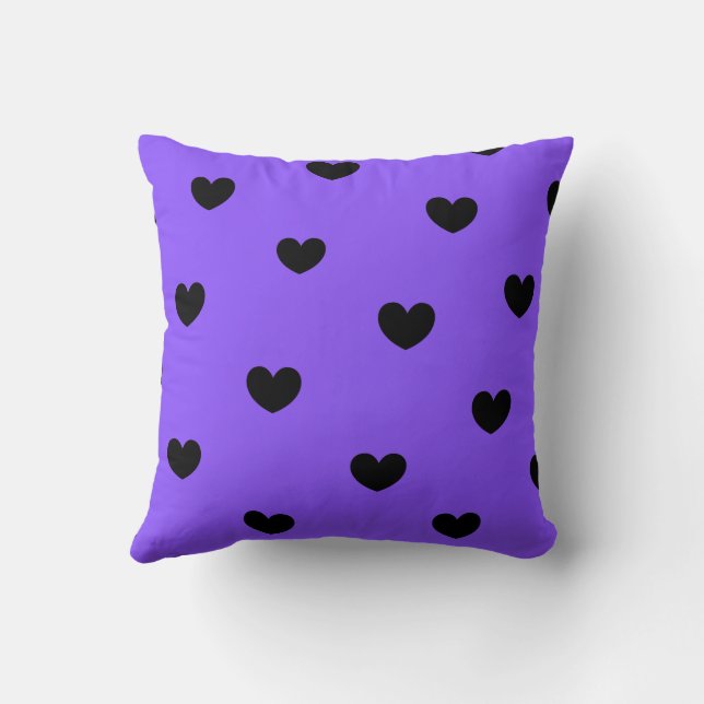 Coussin Violet Noir Cute Cosy Moderne Romantique Coeur Chi (Verso)