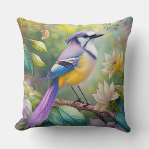 Coussin Violet Tufted Jay Imaginaire Bird