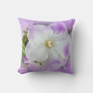 Coussin Violettes africaines violettes et blanches
