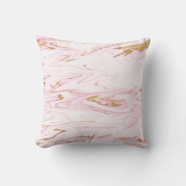 Coussin Vip de Marbre blanc en or rose pastel (Recto)