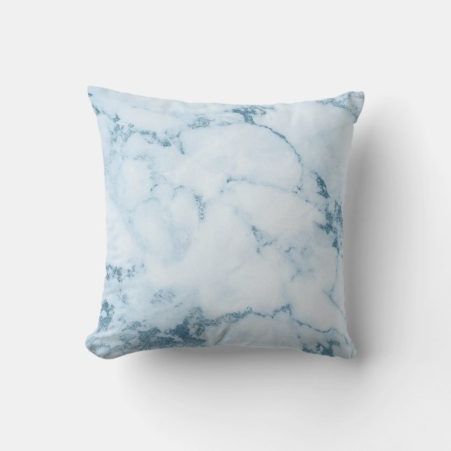 Coussin Vip Marbre blanc bleu bleu aquatique congelé (Recto)