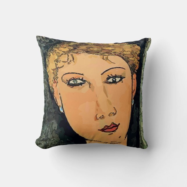 Coussin Visage Abstrait en bleu (Recto)
