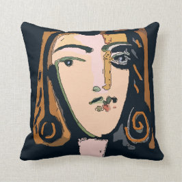 Coussin Visage Abstrait en Brown