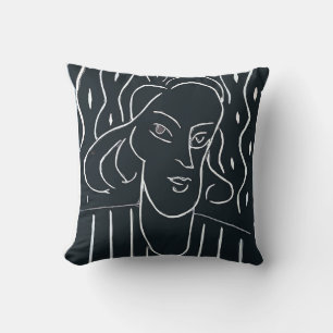Coussin Visage Abstrait en noir