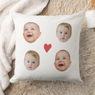 Coussin Visage bébé personnalisé avec coeur 2 photo