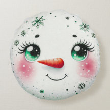 Coussin visage de bonhomme de neige, personnalisab
