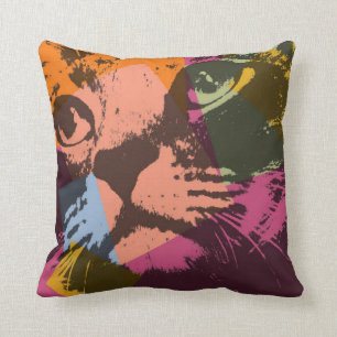 Coussin Visage de chat d'art de bruit