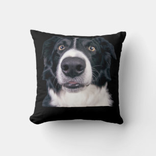 Coussin Visage de chien noir et blanc