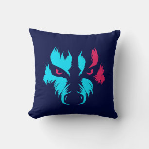 Coussin Visage de Loup Néon