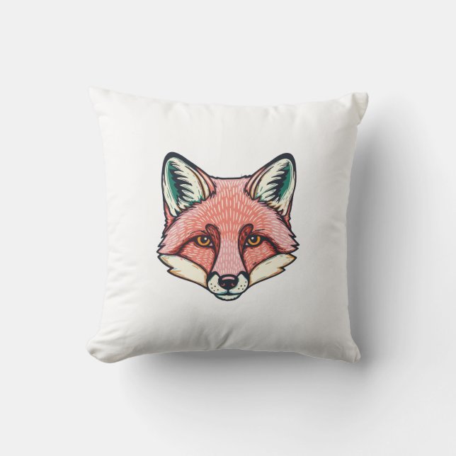 Coussin Visage de renard rose (Recto)