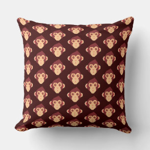 Coussin Visage de singe pixelisé mignon