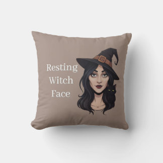 Coussin Visage de Sorcière au Repos | Drôle d'Halloween