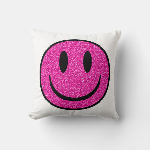 Coussin Visage de sourire rose Parties scintillant