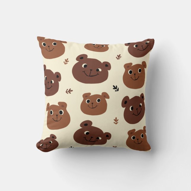 Coussin Visage drôle d'ours (Recto)