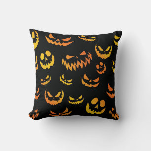 Coussin Visage du Citrouille Jack-o'-lantern