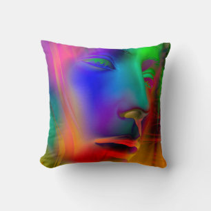 Coussin Visage d'une femme psychédélique