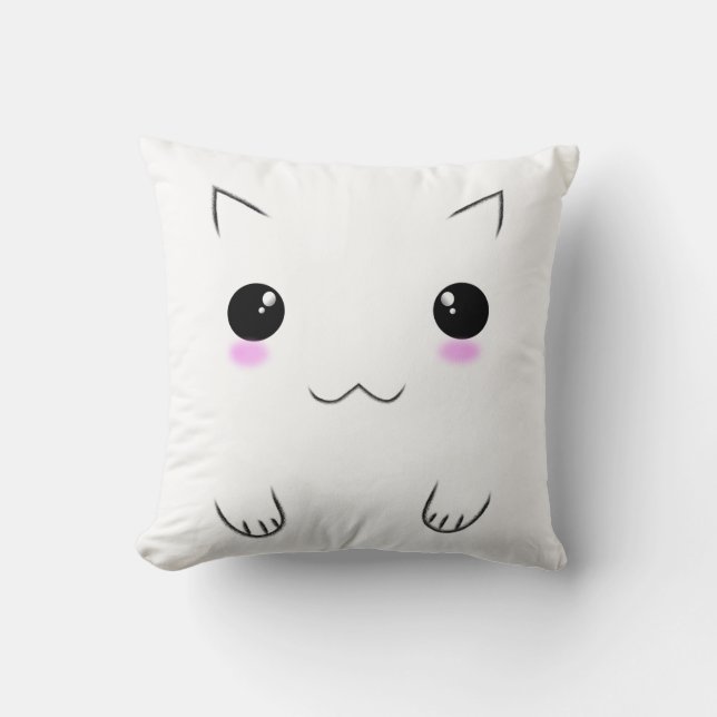 Coussin Visage et empreintes de pattes mignons de chaton (Recto)