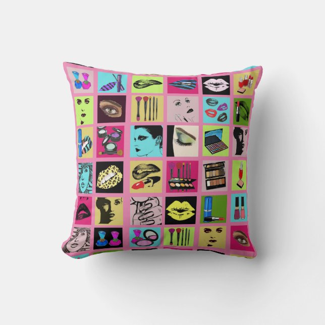 Coussin visage femme maquillage beauté cosmétique collage  (Recto)