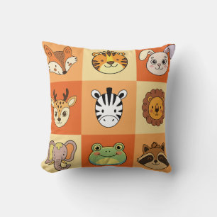 Coussin Visages d'animaux de dessin animé mignons pour une