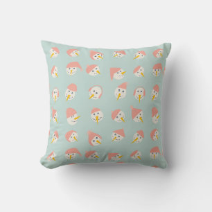 Coussin Visages de bonhomme de neige avec chapeaux