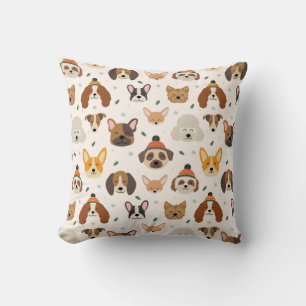 Coussin Visages de chiens en hiver Casquette Motif de vaca
