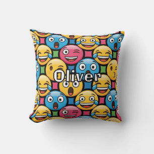 Coussin Visages d'Emoji Colorés Amusants