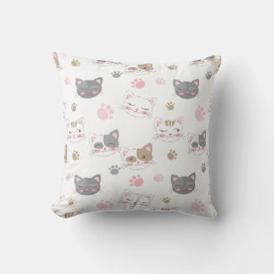 Coussin Visages et Empreintes de pattes de chats joueurs