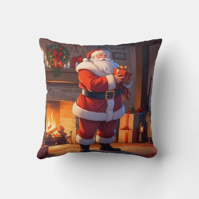 Coussin Visite de la veille de Noël de père Noël (Verso)