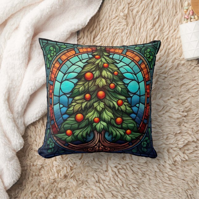 Coussin Vitrail de l'arbre de Noël (Couverture)
