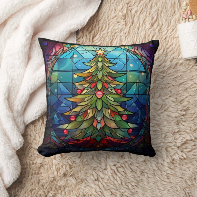 Coussin Vitrail de l'arbre de Noël (Couverture)