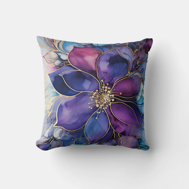 Coussin Vitraux Bleu et Violet (Recto)