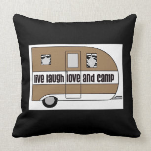 Coussin "Vivant, rire, amour et camp "