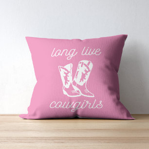 Coussin Vive Cowgirls   Botte de cowgirl rose