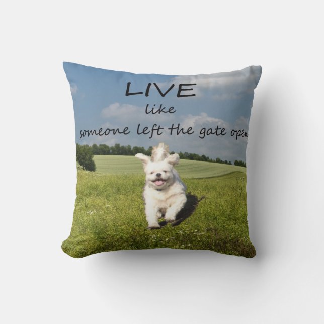 Coussin Vivez comme quelqu'un a laissé la porte ouverte : (Recto)