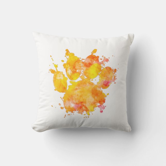 Coussin Vivid Aquarelle Splash Chien Empreinte de patte (Recto)