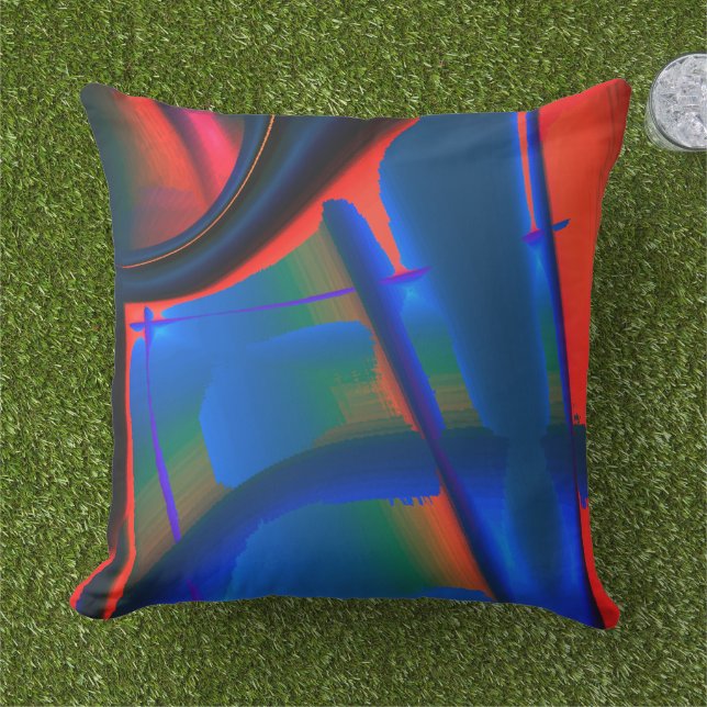Coussin Vivid pêche découpée peinture numérique grossissem (Herbe)